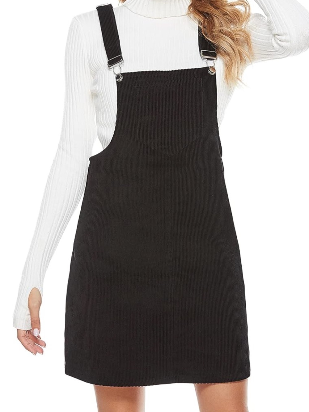 Women's Corduroy A Line Cute Jumper Pinafore Bib Overall Mini Dress Skirt